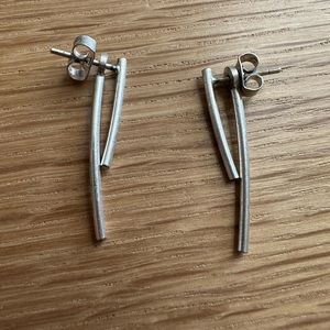Madewell Earrings Stembend Ear Jacket Minimalist Silver